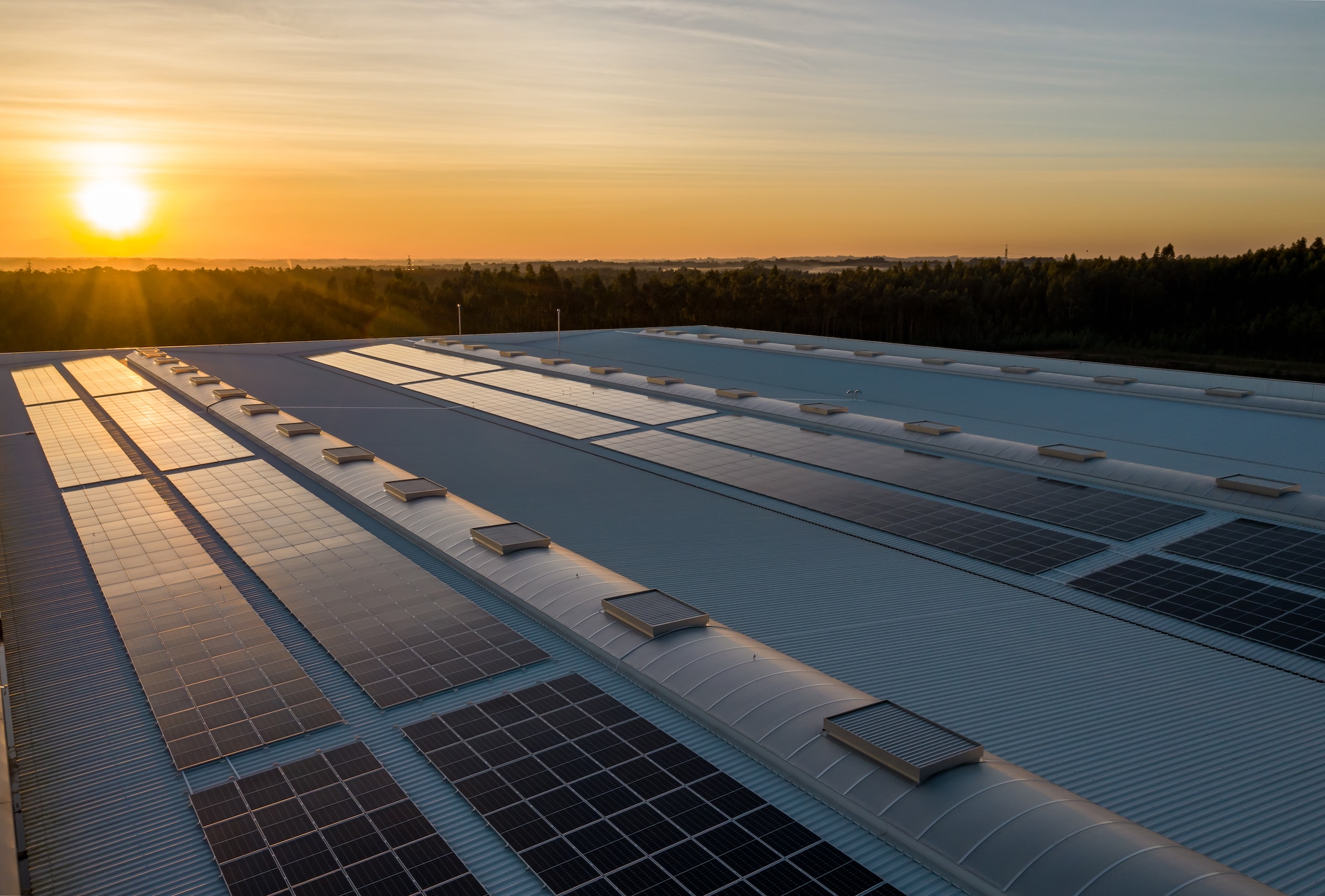 Solar panels on a school roof